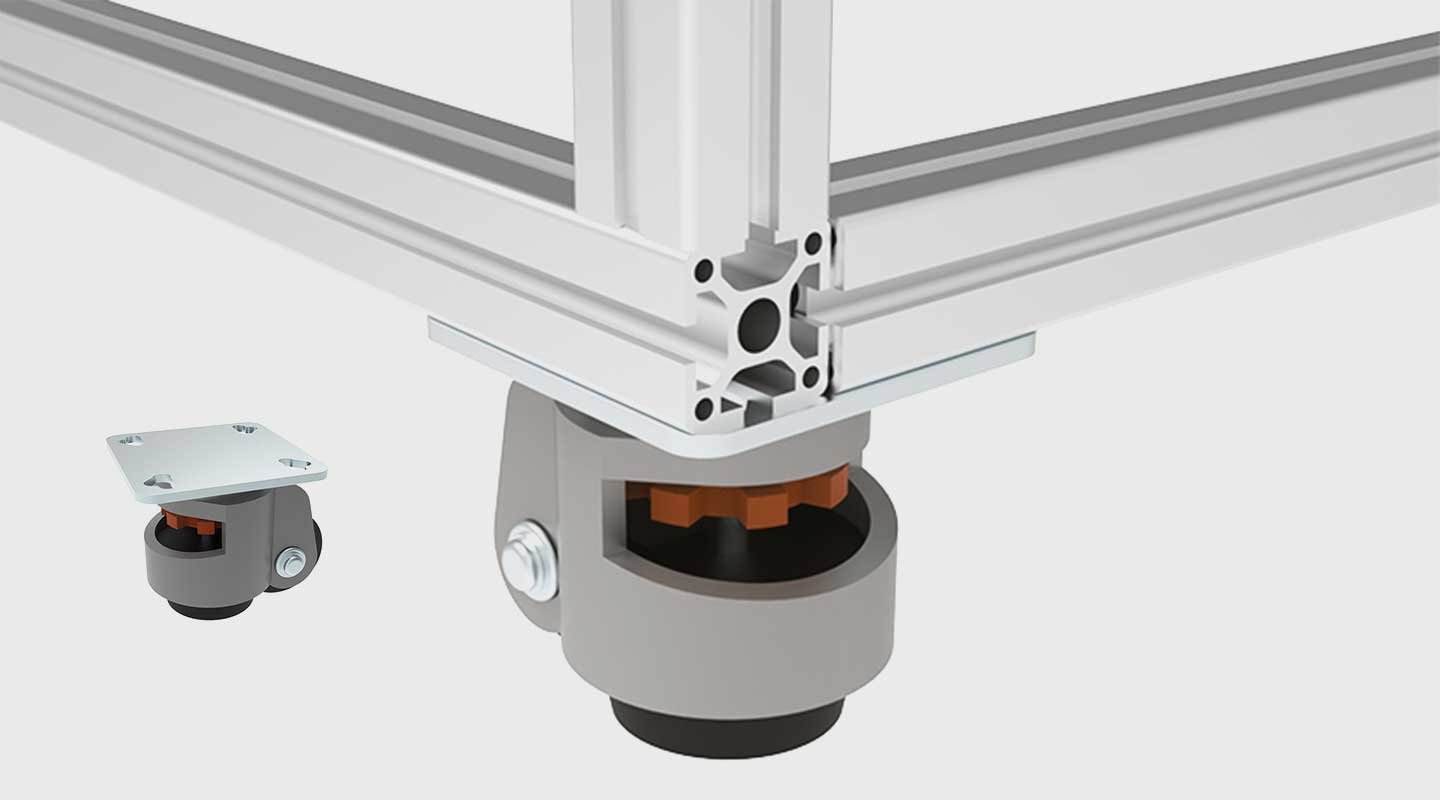 Leveling Caster with Mounting Plate 40 / 45