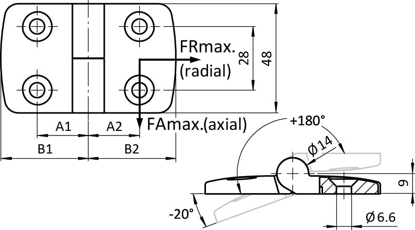 Stainless Steel Combi Hinge 40, Detachable