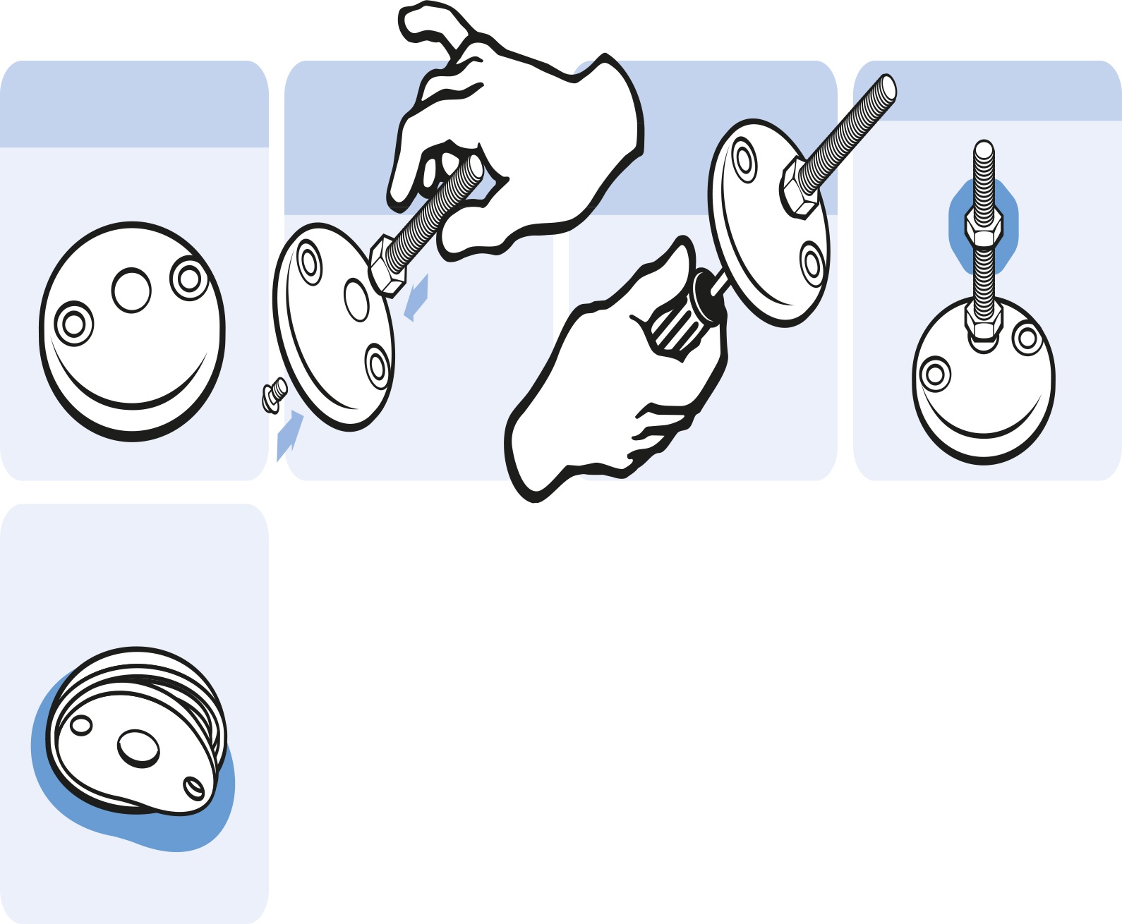 Base trapezoidal para patas pivotantes, negra
