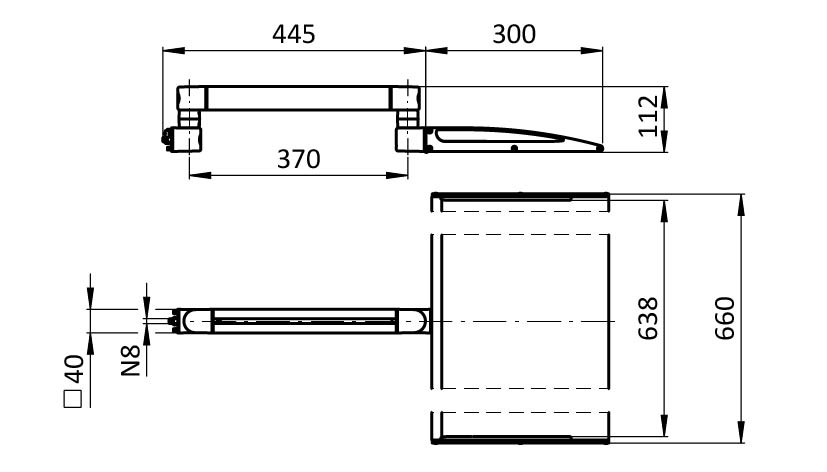 Keyboard Arm I40L 370 (Set) – plano técnico