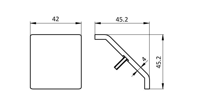 Abdeckkappe flach für Aluwinkel 45