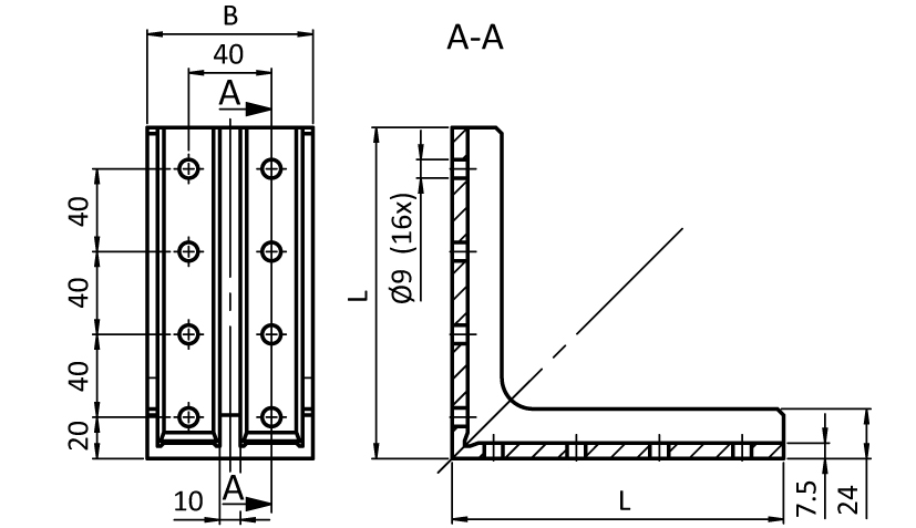 Steel Support Bracket 80 x 160
