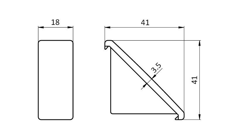 Abdeckkappe für Aluwinkel 20 x 40 – technische Zeichnung