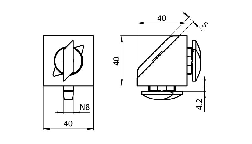 Equerre Alu I40 M montage parallèle/orthogonal (Kit)