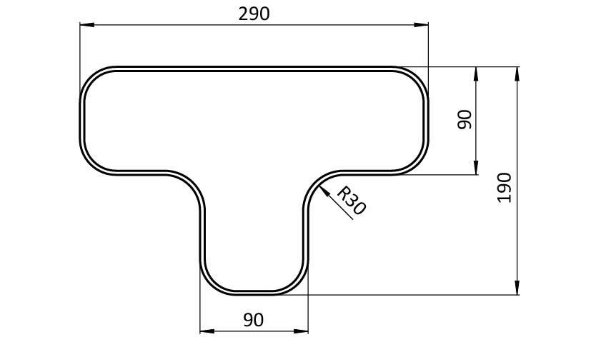Floor Marking T-shape EXTRA Strong 90, Rounded