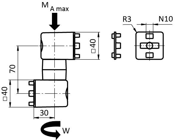 Friktionsgelenk B40L für Systemarm (Set)