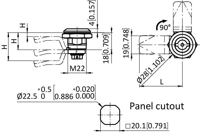Industrie Standard Drehriegel 22,5 / 18, PA