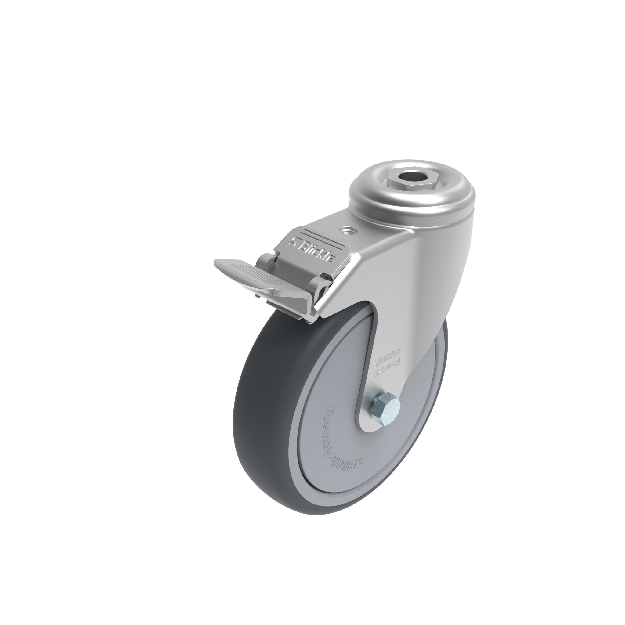 Rueda giratoria Ø 80 / 100 / 125 con freno de sistema 098S125UDN – imagen del producto