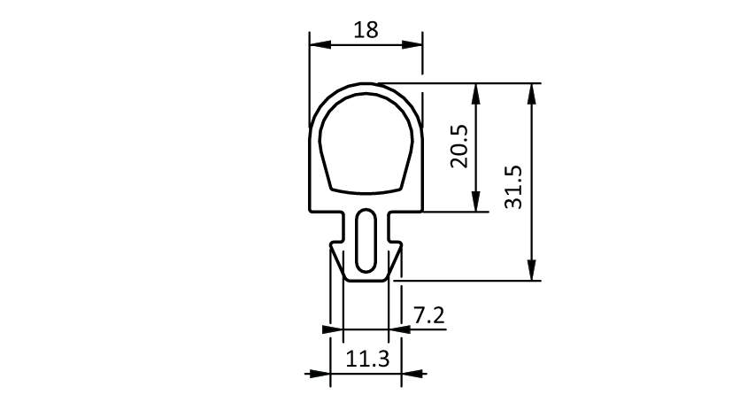Dichtprofil Nut 8 - 4,5 / 18 x 20