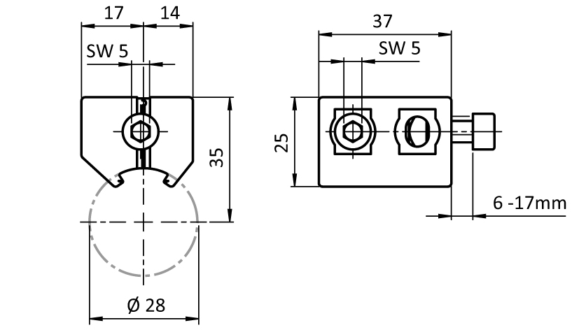 Varioblock AL D28 (Set) – technische Zeichnung