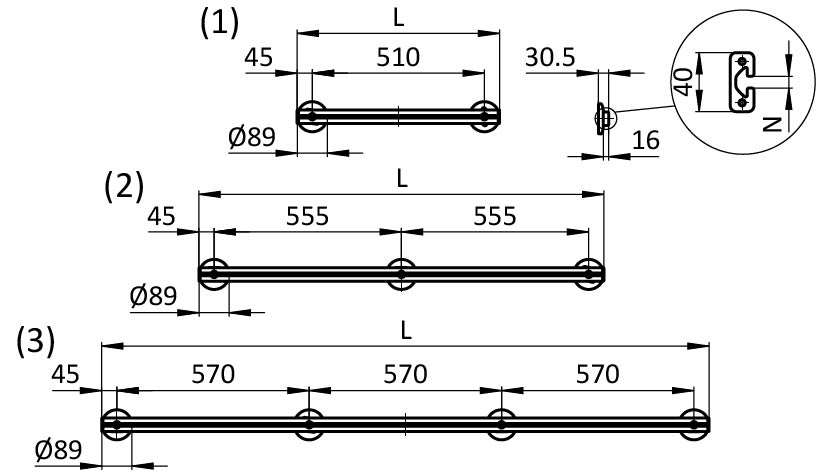 Bereitstellungsleiste 40 zur magnetischen Befestigung