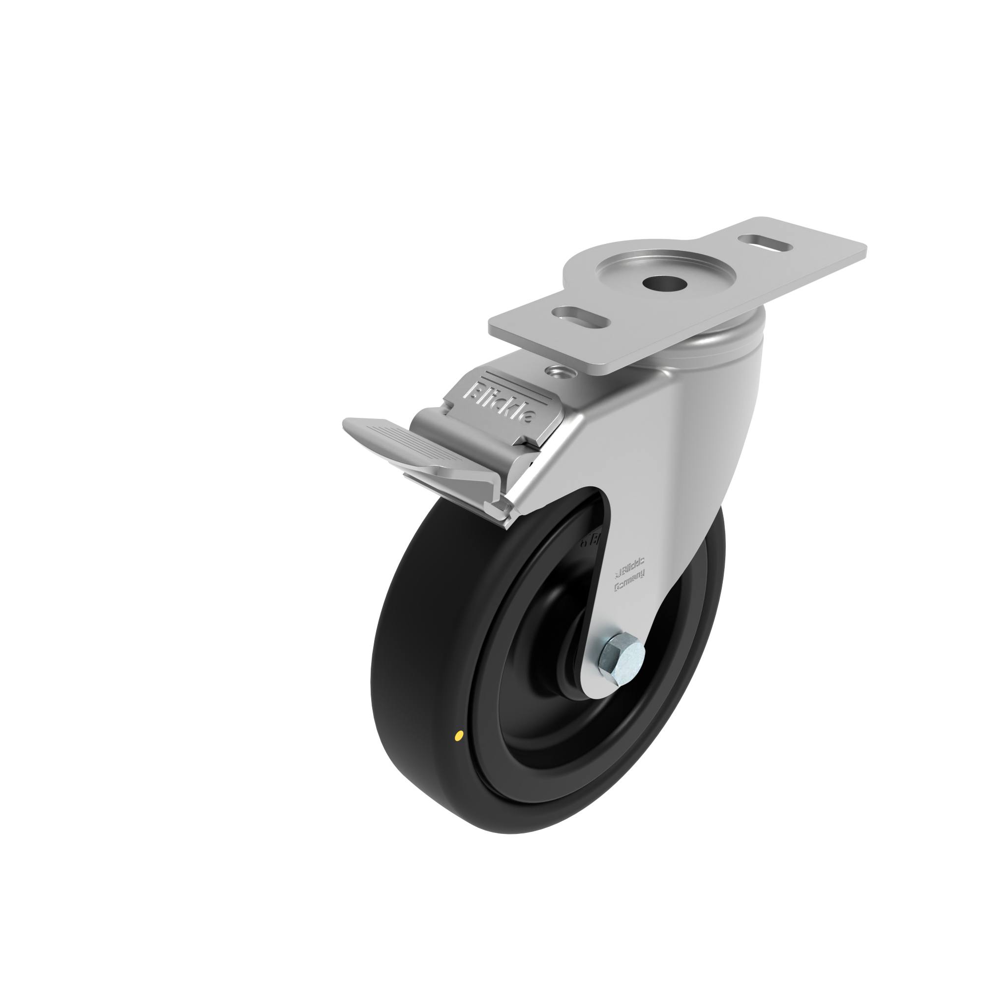 Rueda giratoria Ø 80 / 100 / 125 con freno de sistema y placa de montaje 40 / 45 098S125GD4045NESD – imagen del producto