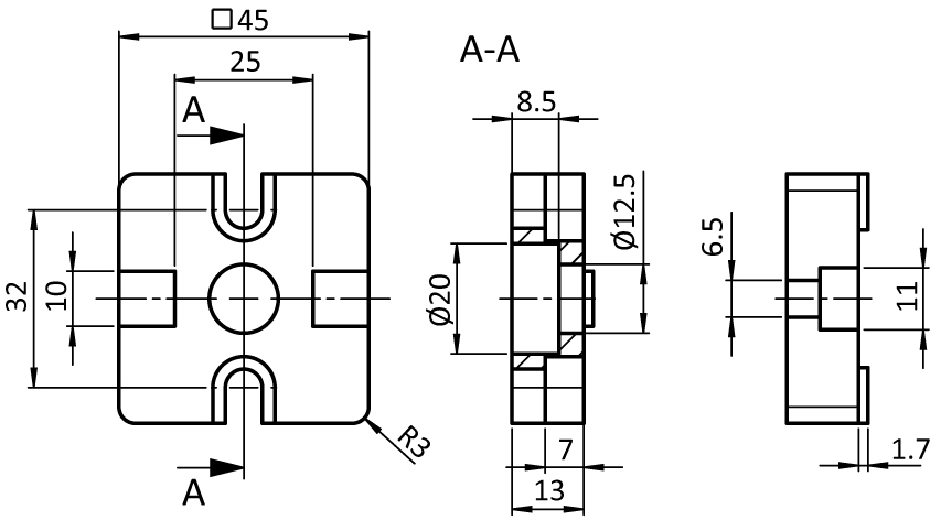 Plate Connector B ZN 45, Slot 10