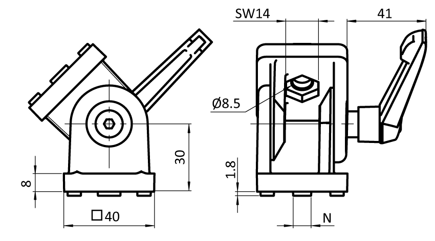 Pivot Joint 40 with Locking Lever