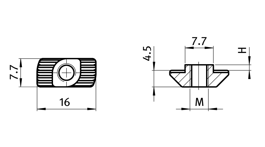 Hammer Nut Slot 8, Step Height 1.5/3.0 mm