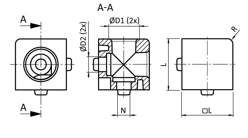 Cube Connector 25 - 1", 2D