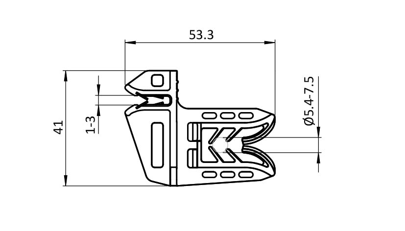 Solar Cable Edge Clip – technical drawing