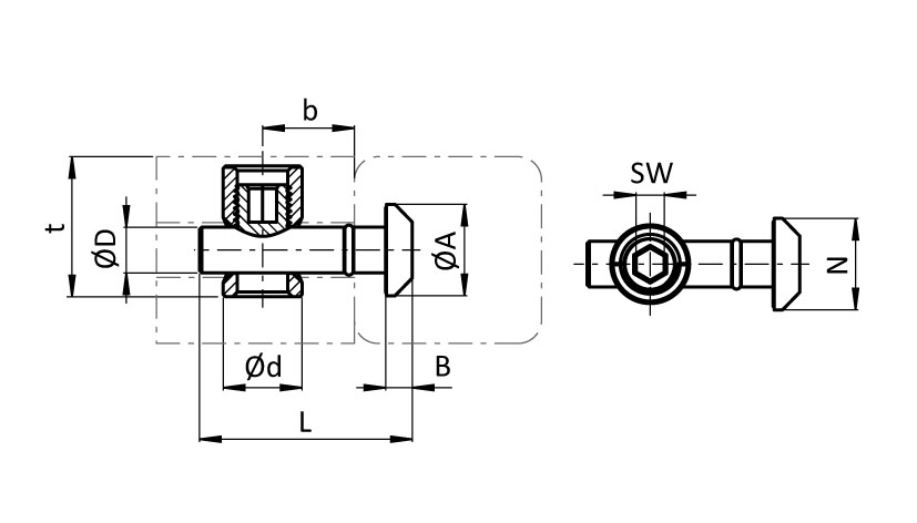 Zentralverbinder B Universal, Nut 10