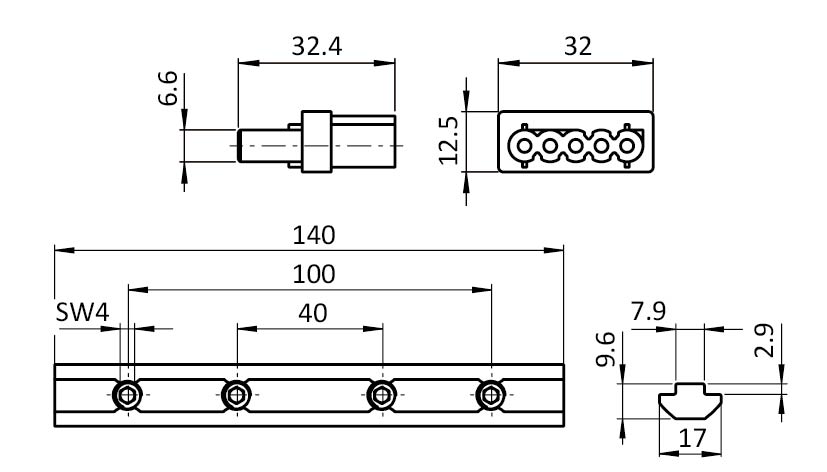 Connection Coupling GST15i5 for Module F Line (Set)