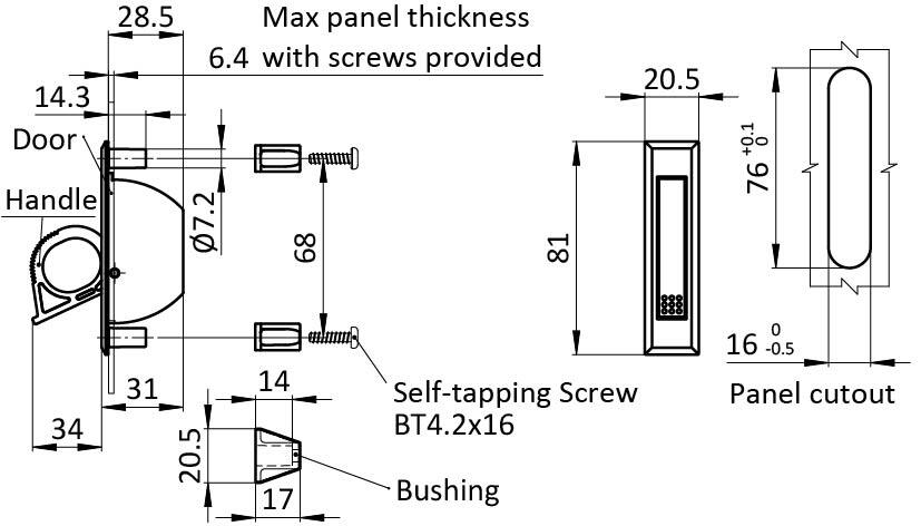Concealed Revolving Pull Handle PA 81 x 20.5