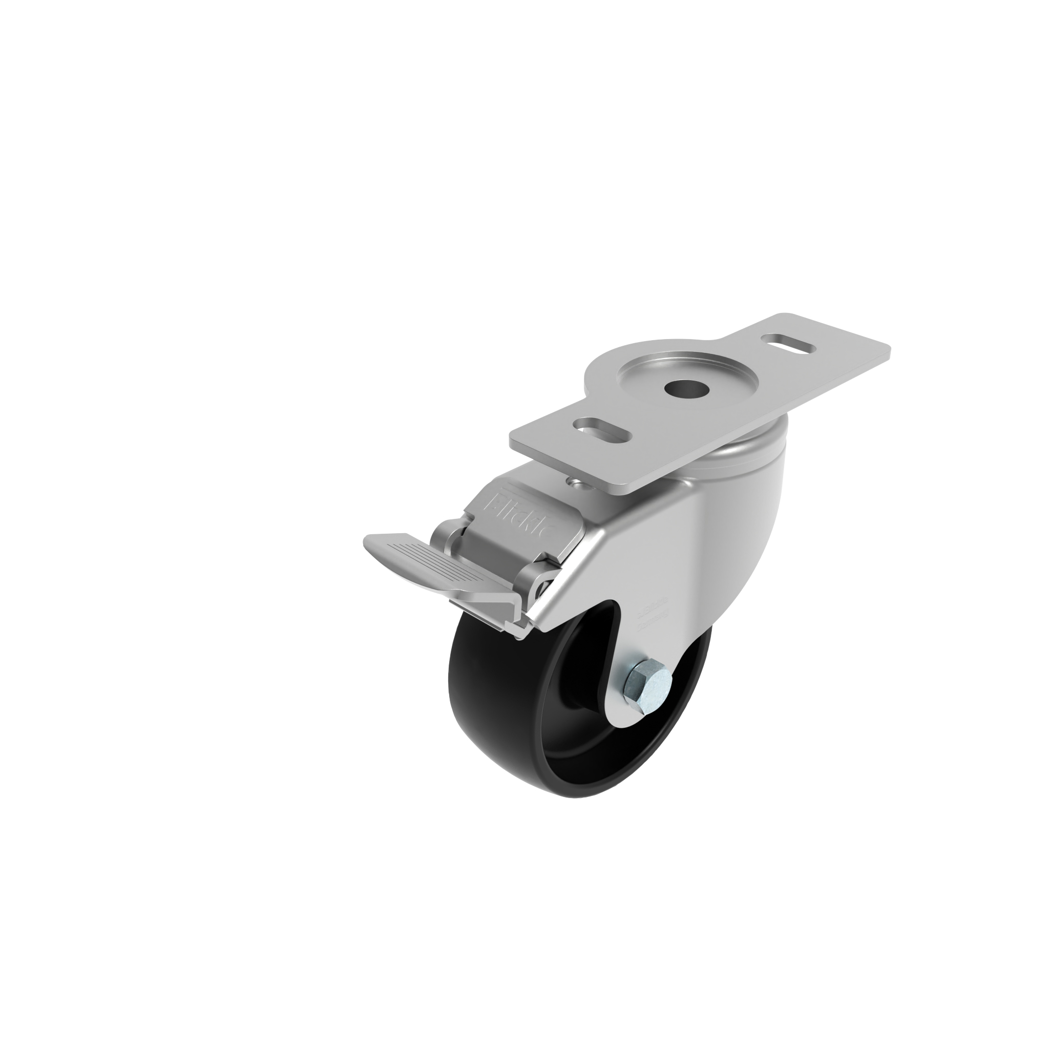 Rueda giratoria Ø 80 / 100 / 125 con freno de sistema y placa de montaje 40 / 45 098S080AD4045N – imagen del producto