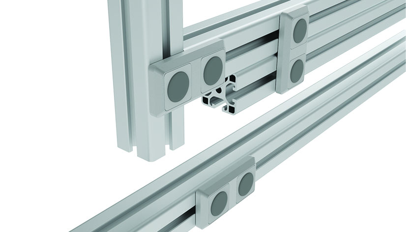 Connection Plate I40 M Length/Cross, Rectangular 2 Hole, 1 Slot (Set) – application example