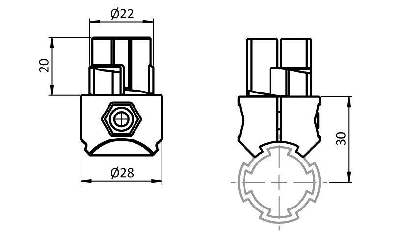 Inner T-Connector D28 (Set)