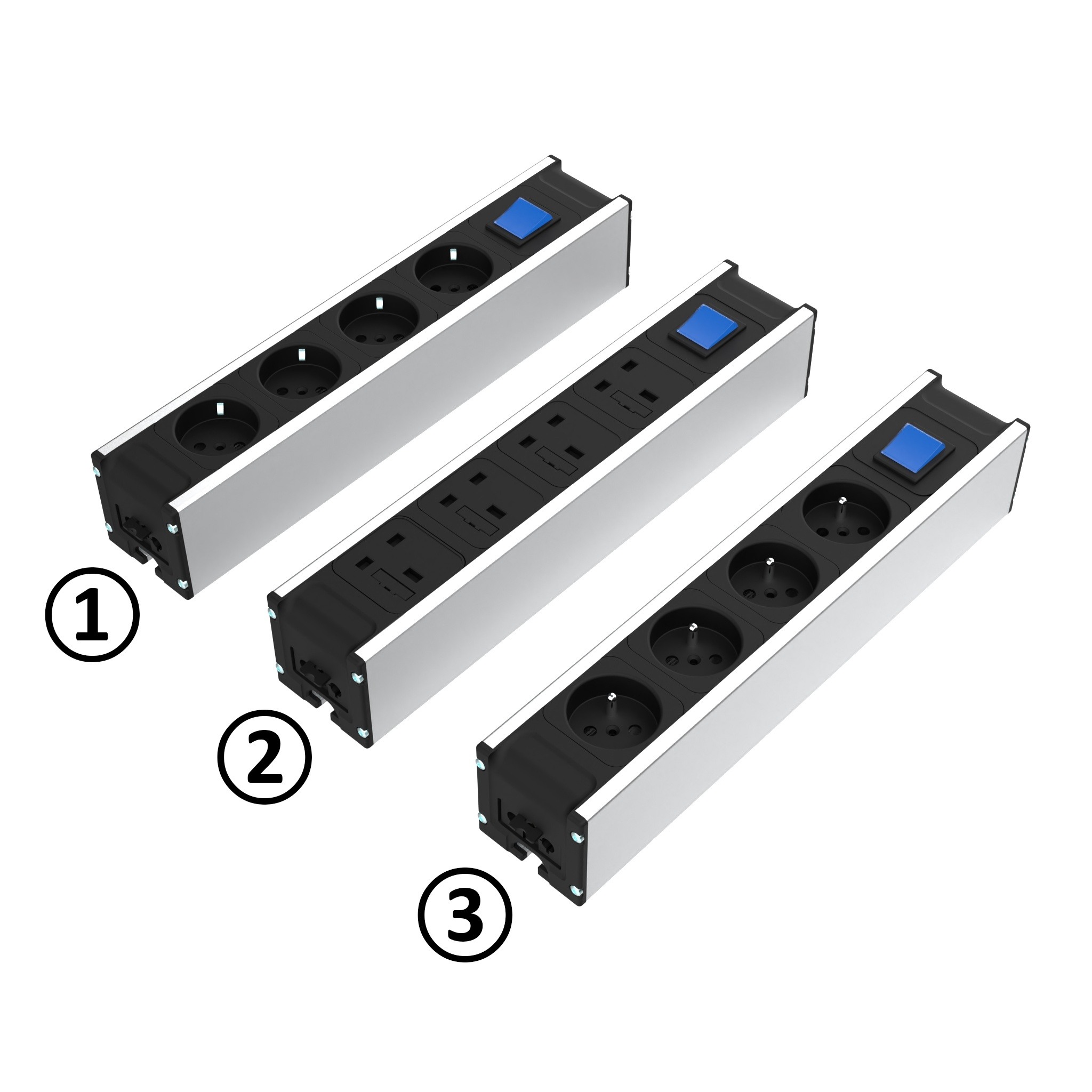 Steckdosenleiste Modul F Line 317 4x, mit Dimmtaster, für Reihenschaltung – Produktabbildung