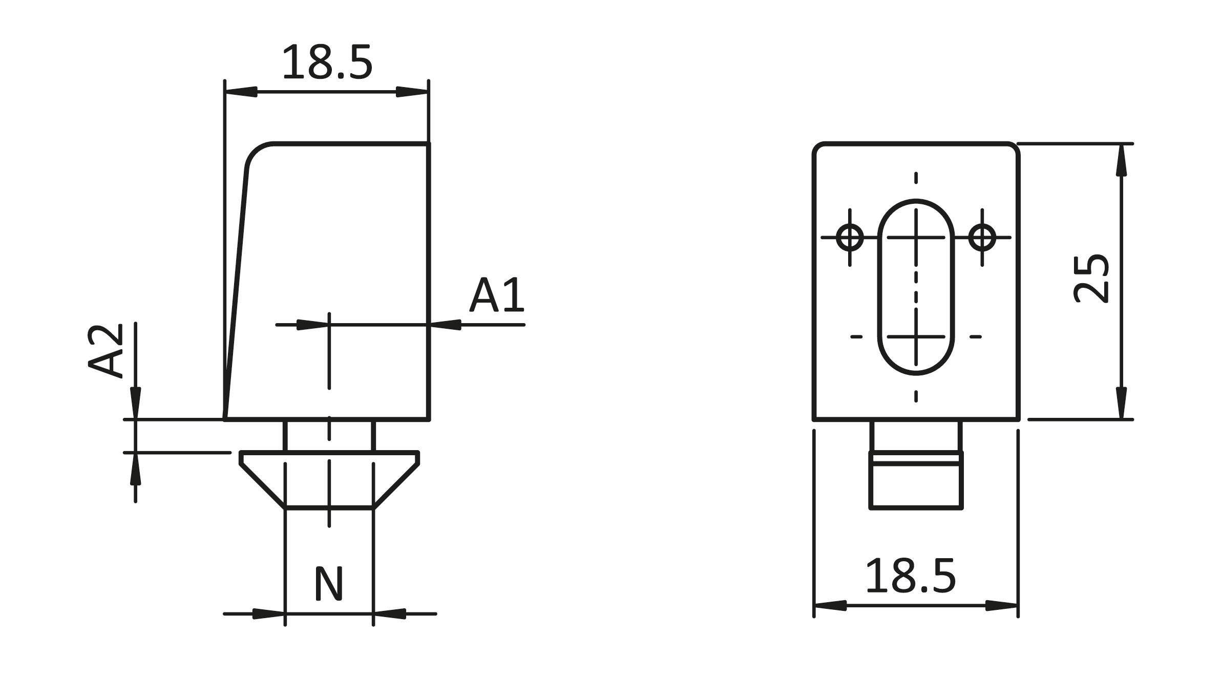 Uniblock 18 CS, schwarz – technische Zeichnung