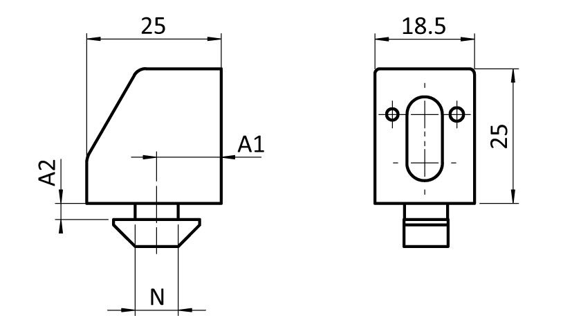 Uniblock 25 CS, grau – technische Zeichnung