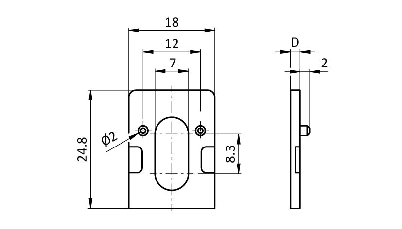 Spacer for Uni Blocks 18 / 25, Gray – plano técnico