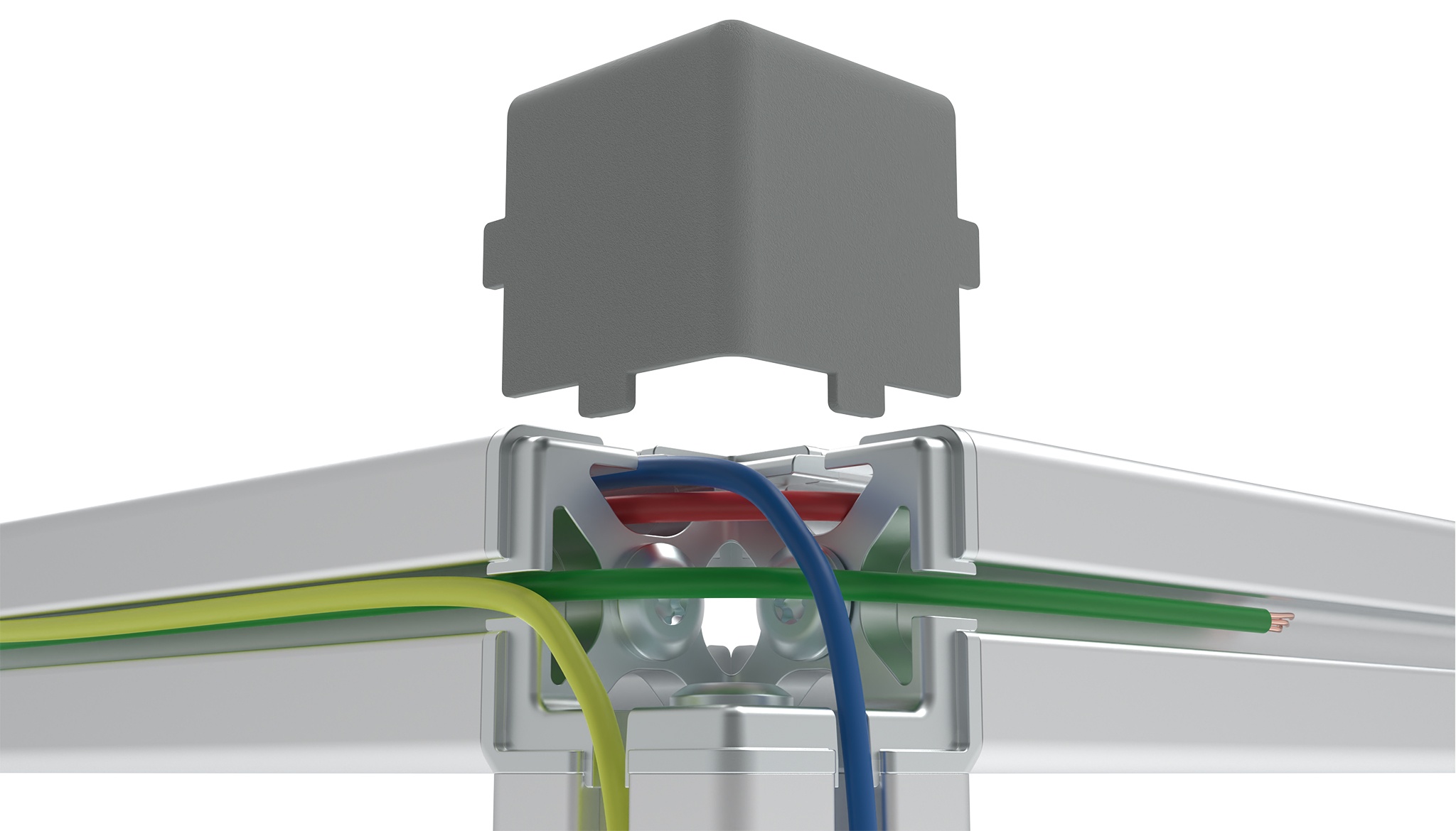 Profile 40, Corner Connectors with Cable Passage