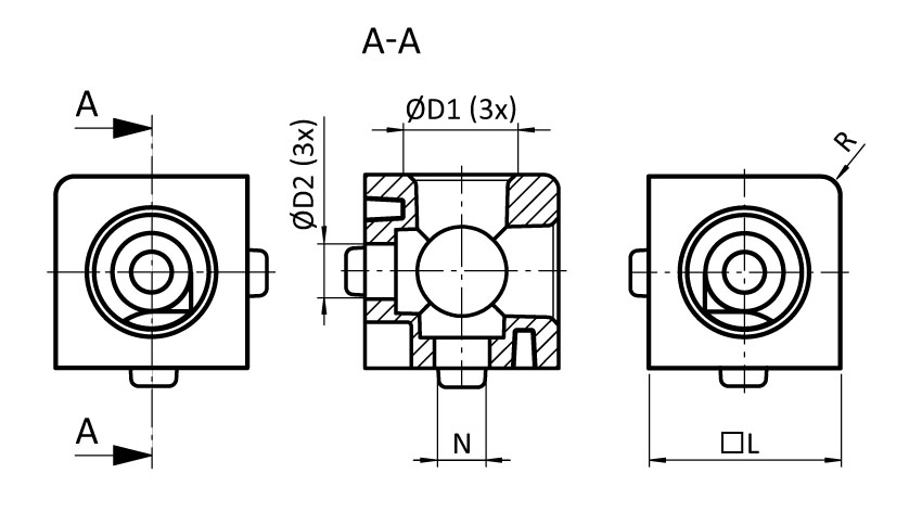 Cube Connector 25 - 1", 3D