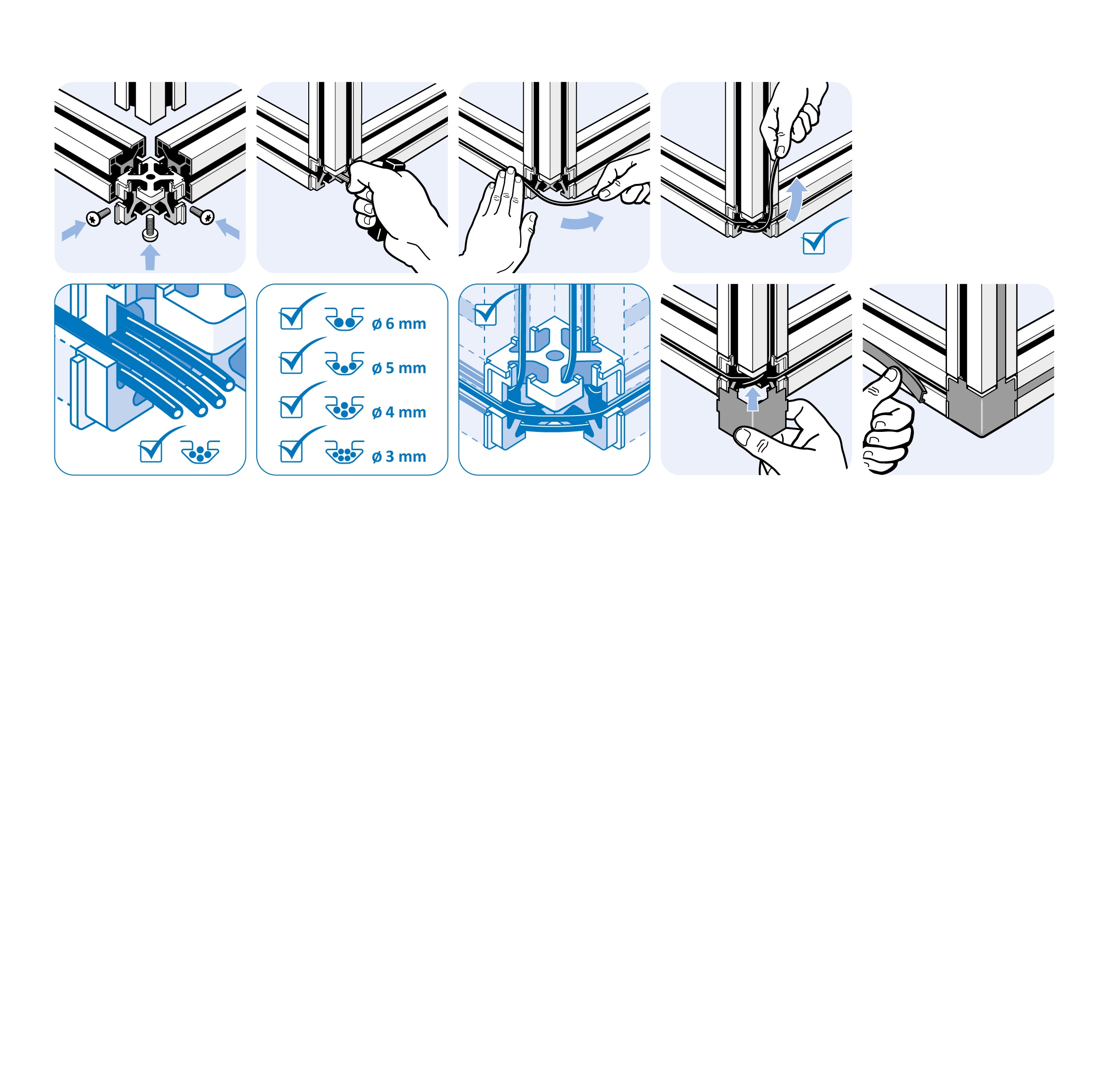 Corner Connector 40, 3D with Cable Passage (Set)