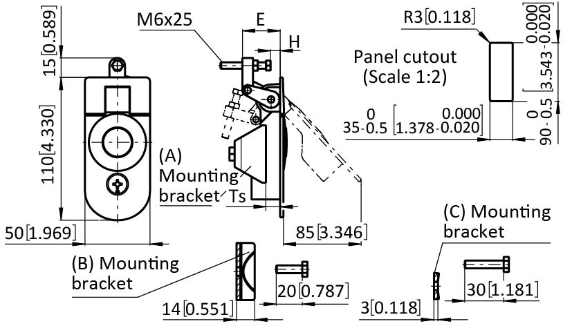 Compression Lever Latch 90 x 35, Phillips Drive