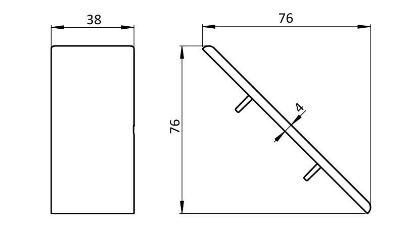 Abdeckkappe für Zinkwinkel 40 x 80 flach