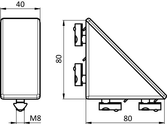 Zinkwinkel I 40 x 80 flach (Set)