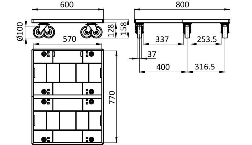 Dolly for SLC 800 x 600, with 5 Swivel Castors