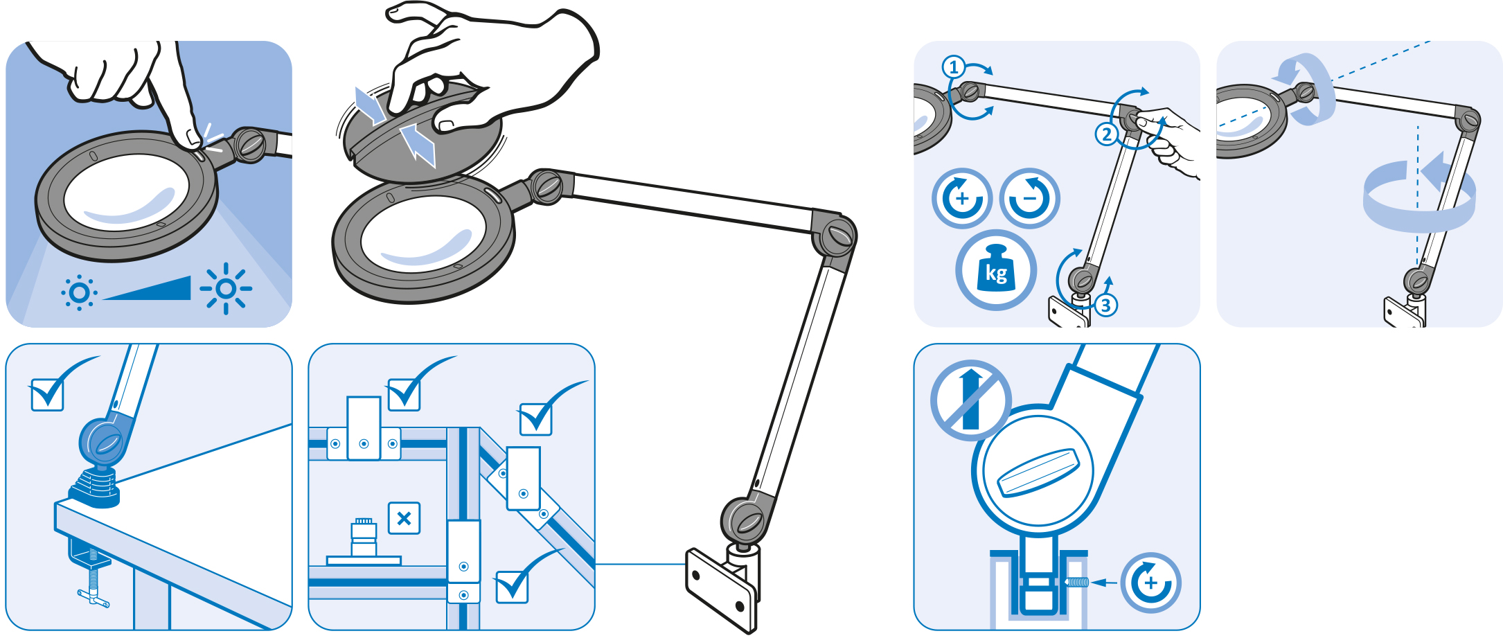 Magnifying Lamp D160 with Jointed Arm (Set)