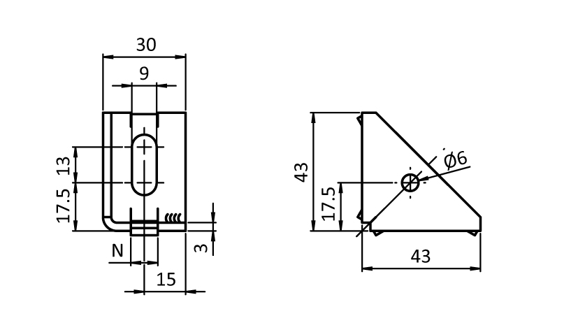 Steel Connection Angle 30 x 45