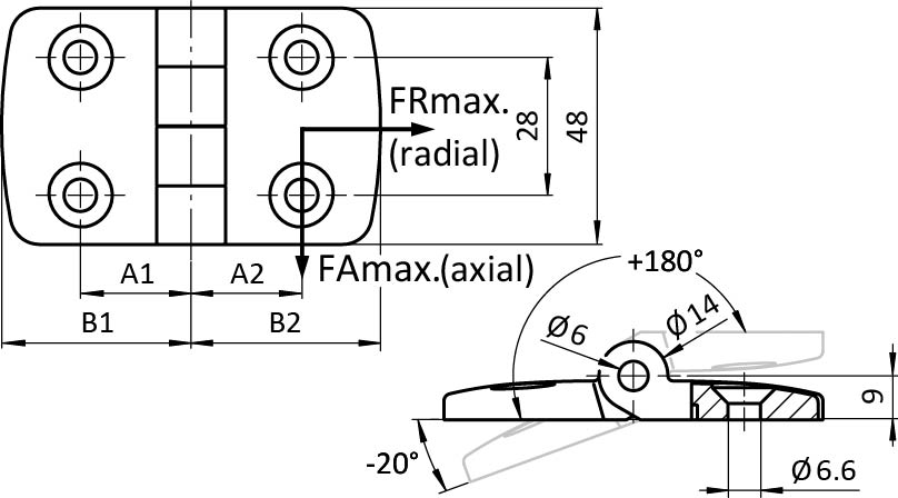 Aluminum Die-cast Combi Hinge 40, Non-detachable, Alu Color