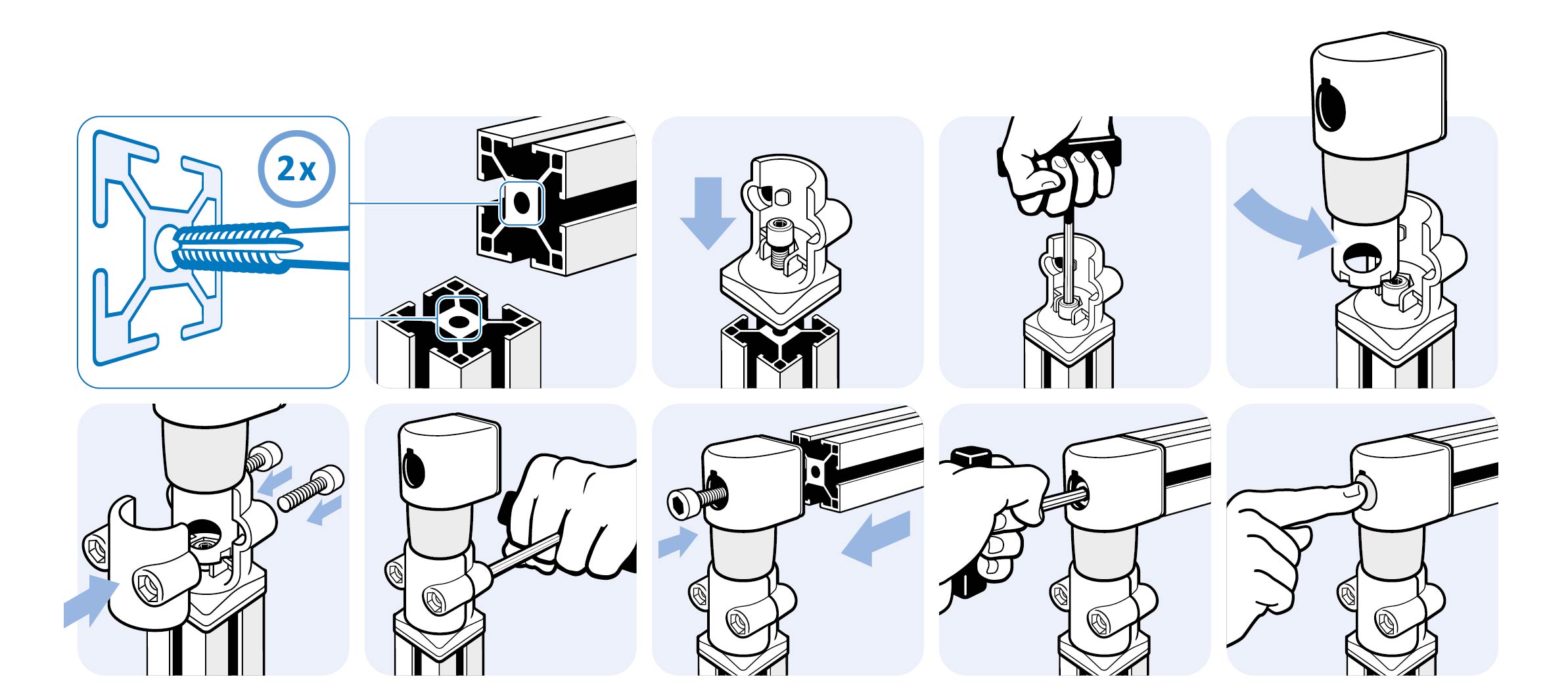 Articulation à friction d'extrémité I40L pour bras système (Kit) – schéma de montage