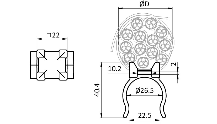 Cross Cable Binder Block D28 Universal