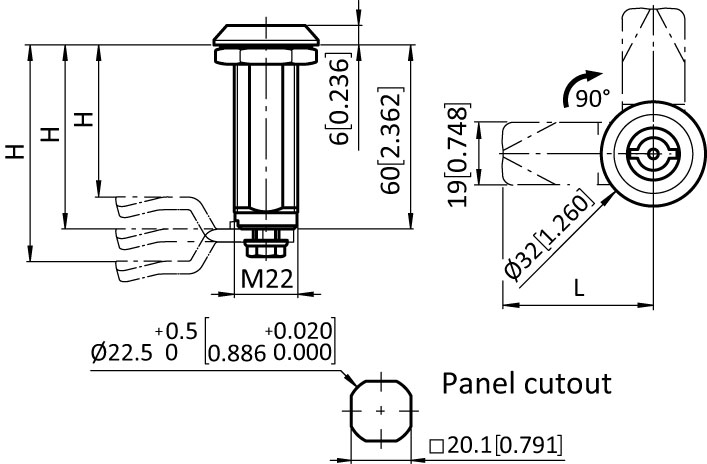 Extended Housing Quarter Turn Lock 22.5 / 60, ZN Chrome