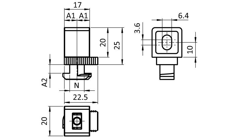 Varioklemmblock 25 CS – technische Zeichnung
