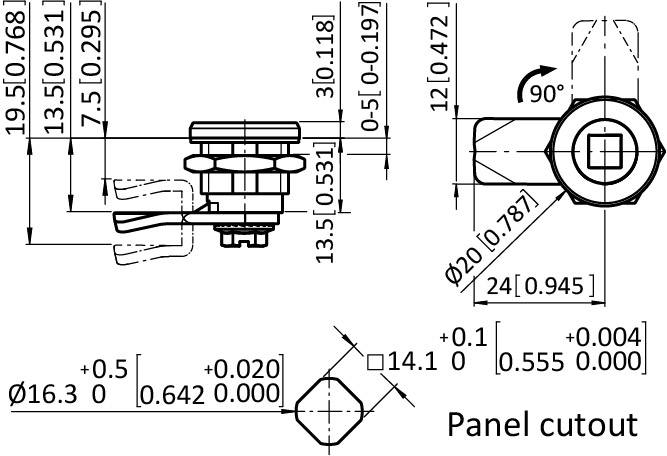 Small Quarter Turn Lock 16.3 / 13.5, ZN Black, incl. Cam (Set)