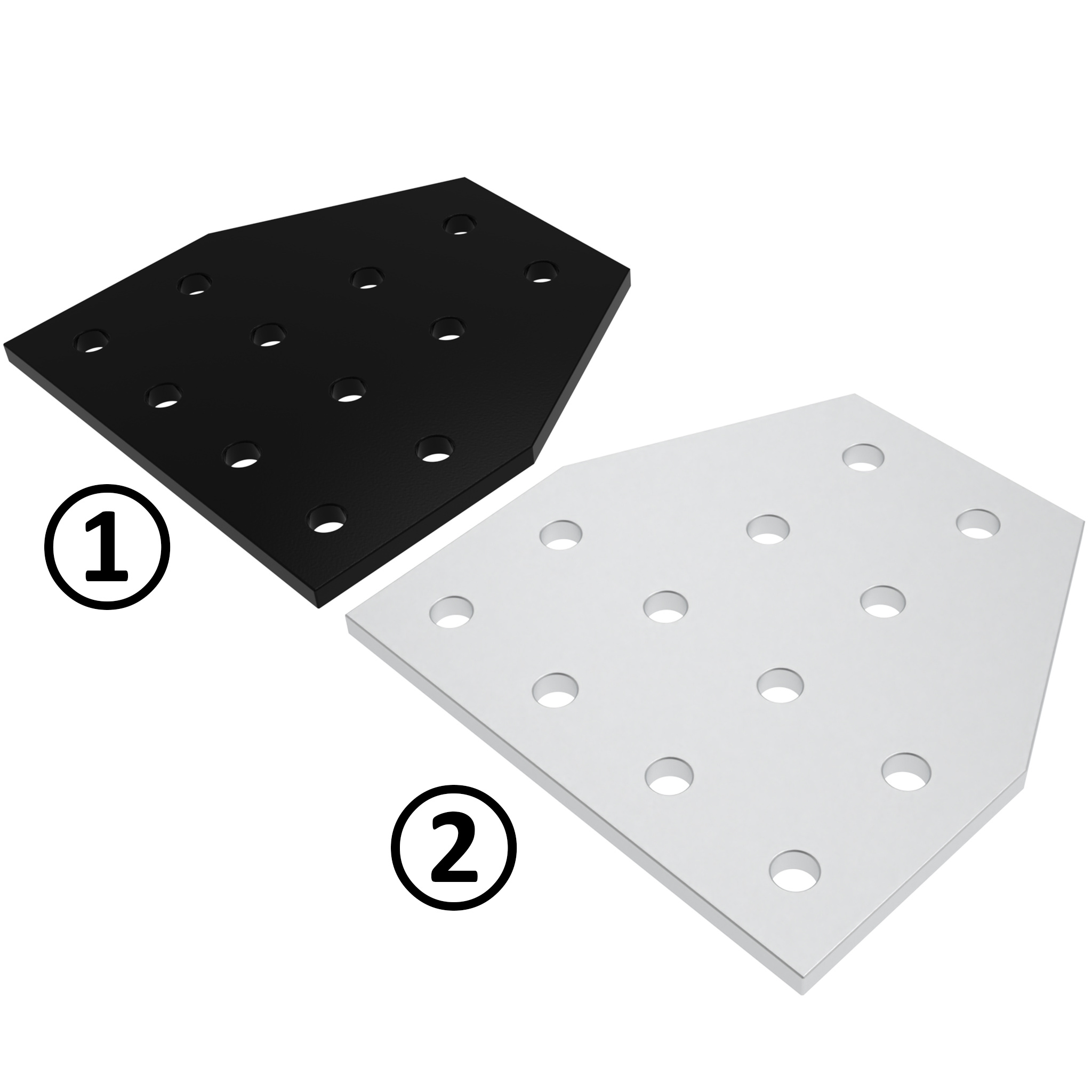 ECO Connection Plate AL T 12 Hole, 2 Slots Version