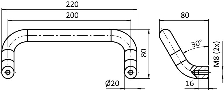 Handgriff AL 200 gebogen