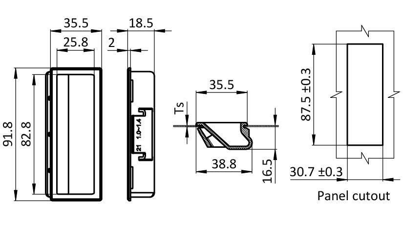Flush Pocket Pull Handle PA 91.8 x 35.5