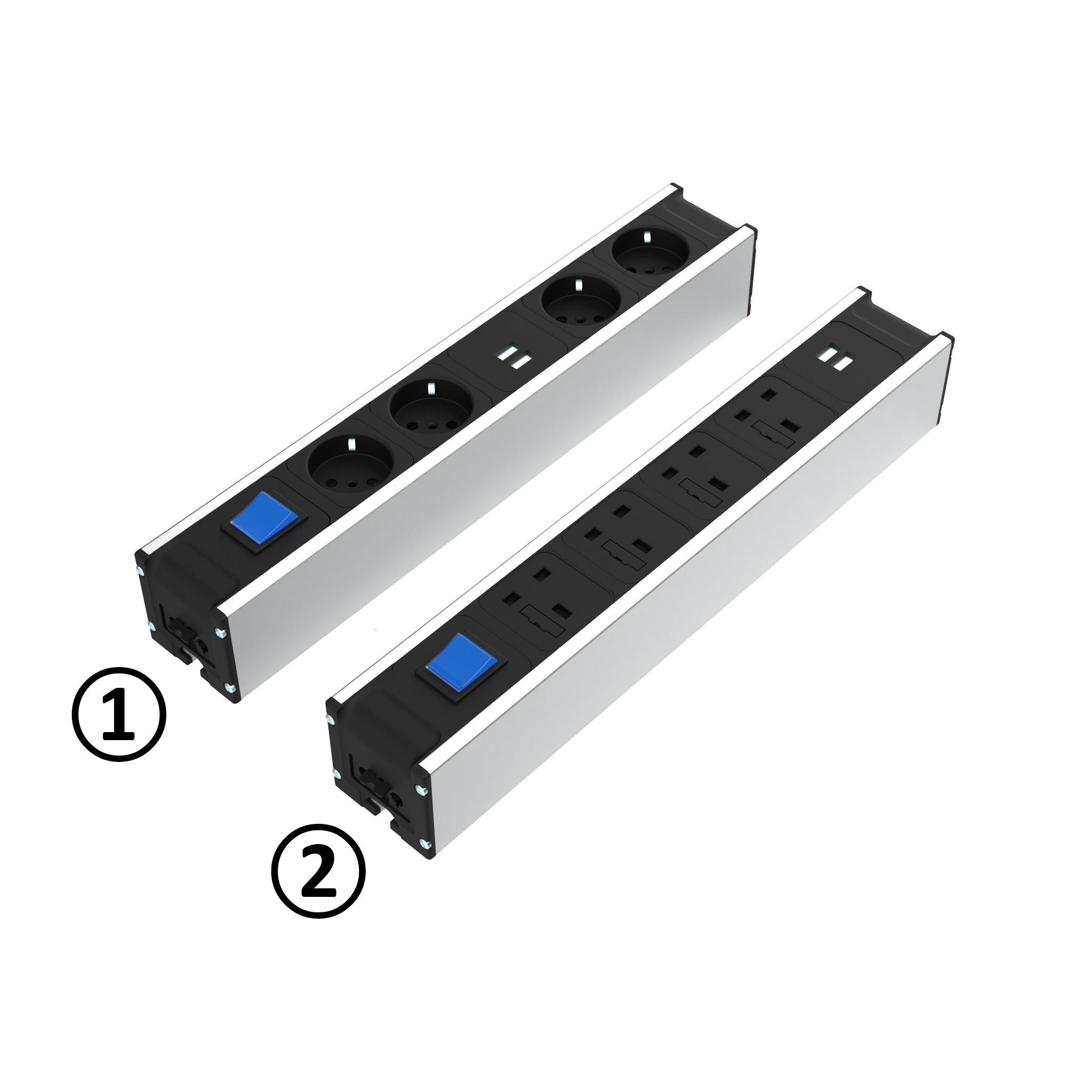 Module bloc prise F Line 370 4x + USB, avec interrupteur